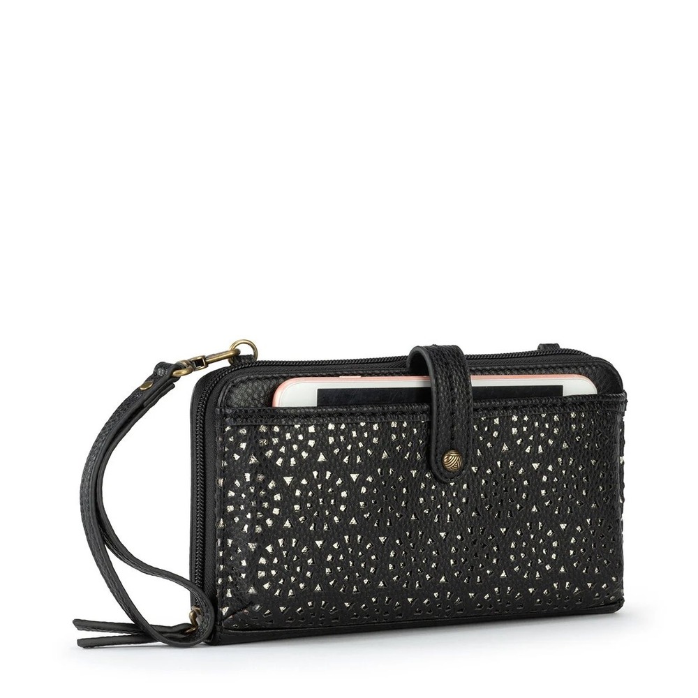 The Sak Iris Smartphone Crossbody‎ Wallet Black Leather Studded Bag